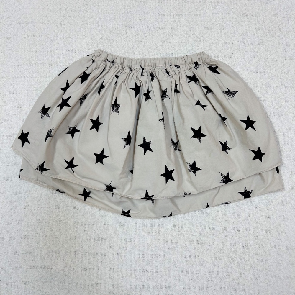 J. CREW CREWCUTS Girls cream and black star print tiered skirt sz 4/5